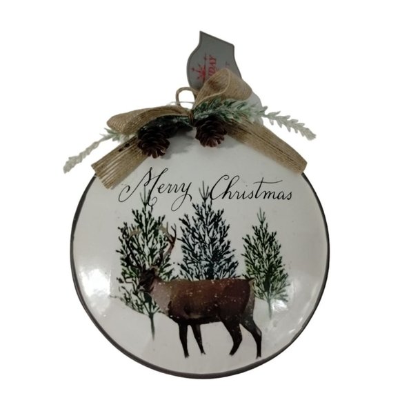 Holiday Time Christmas Decorations 2 Pack Round Merry Christmas Santa Claus New - Picture 4 of 5